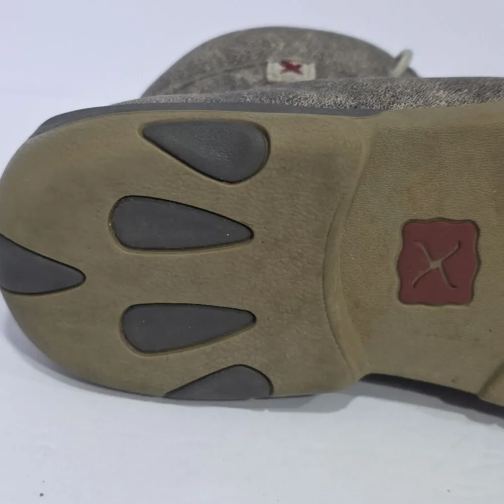 Twisted X Men's Grey Leather Lace Up Chukka Driving Moc Loafers Size 12 MDM0072